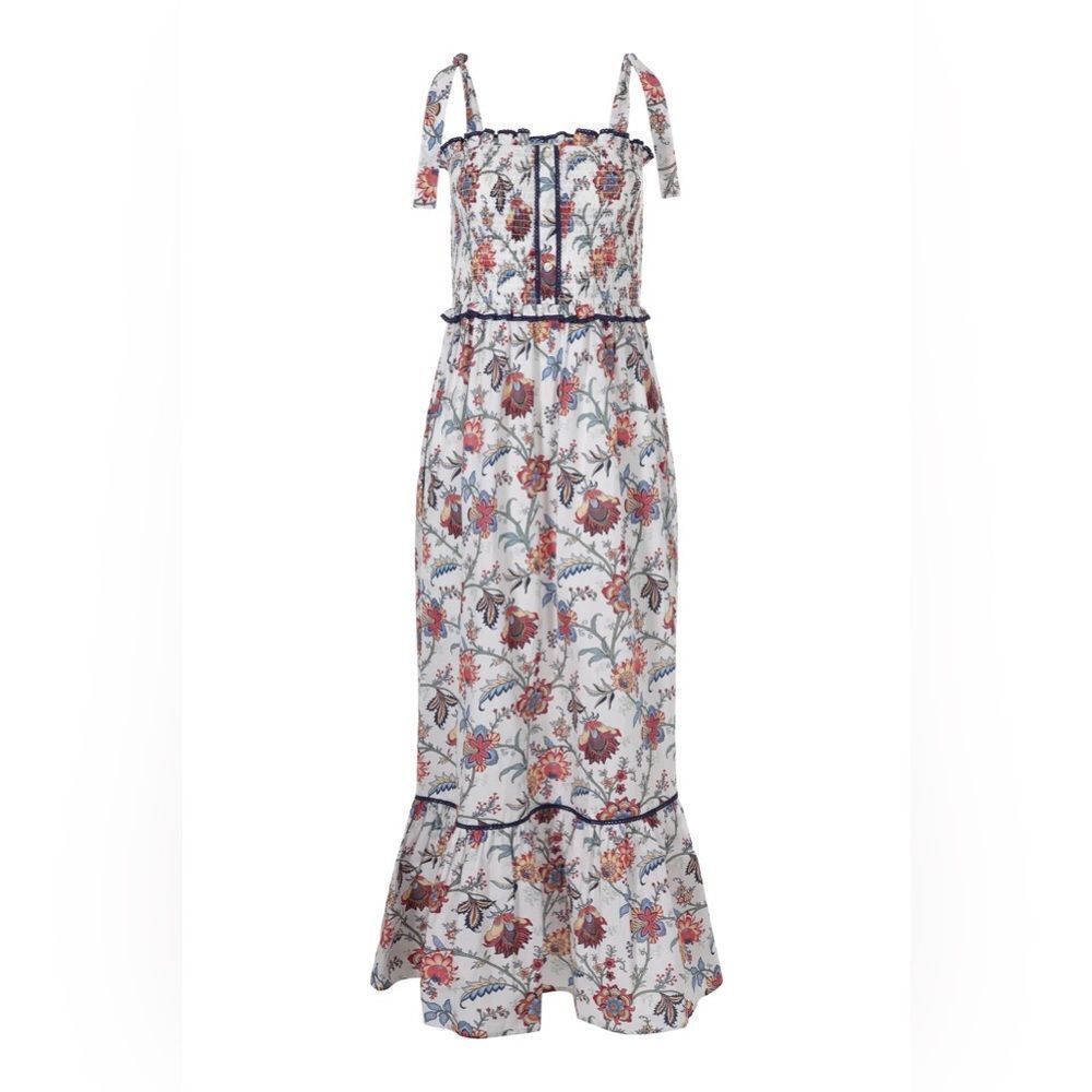 Sonmer $250 PARIS DRESS White Floral Navy Lace - Picture 4 of 4